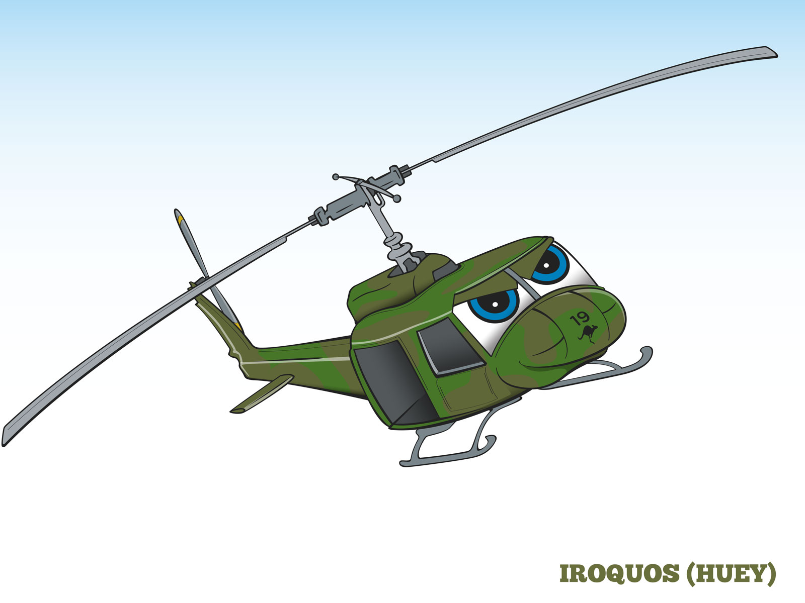Cartoon style Humanising Helicopter Character