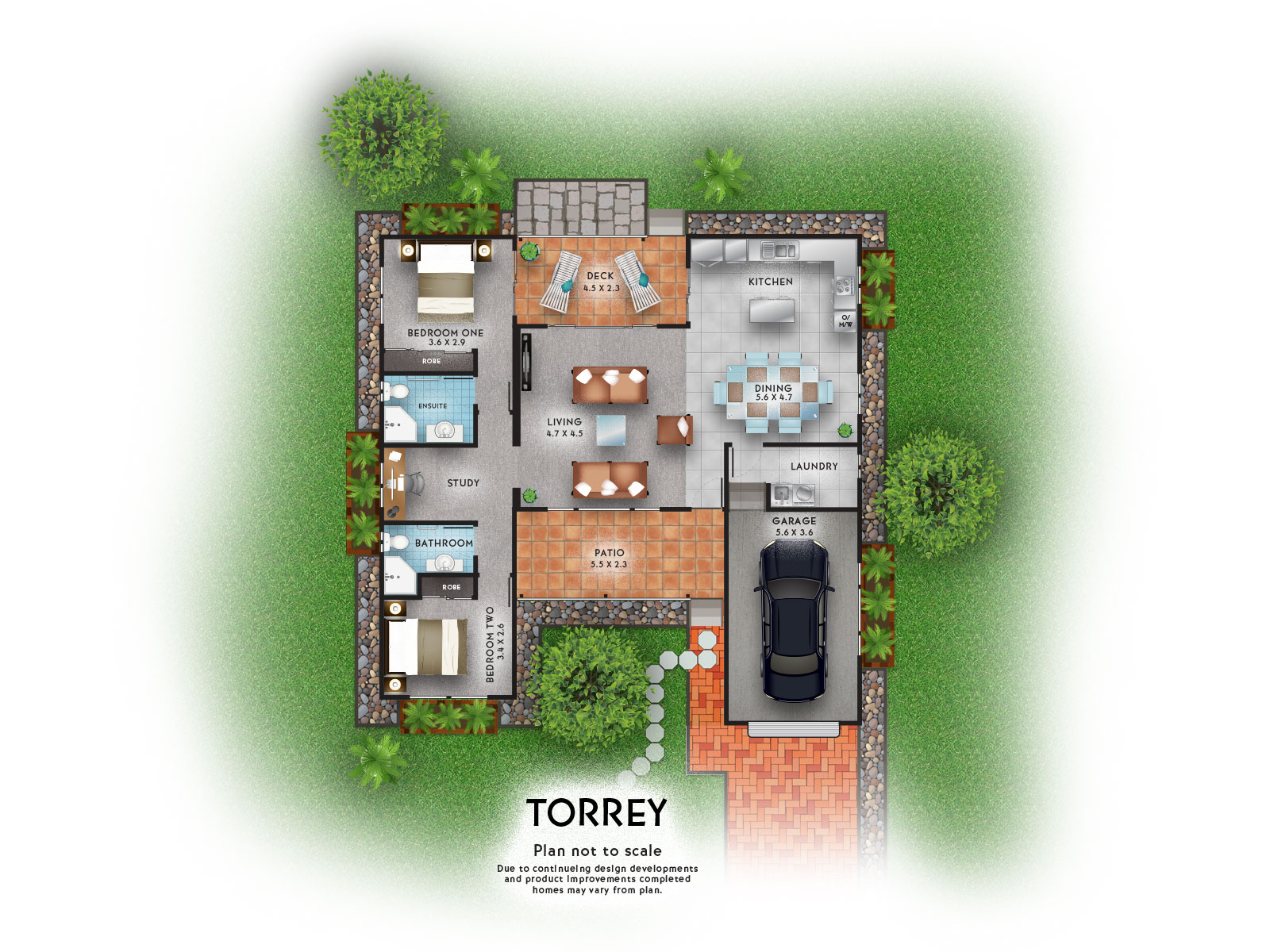 Colourful detailed top view vector high quality floor plans