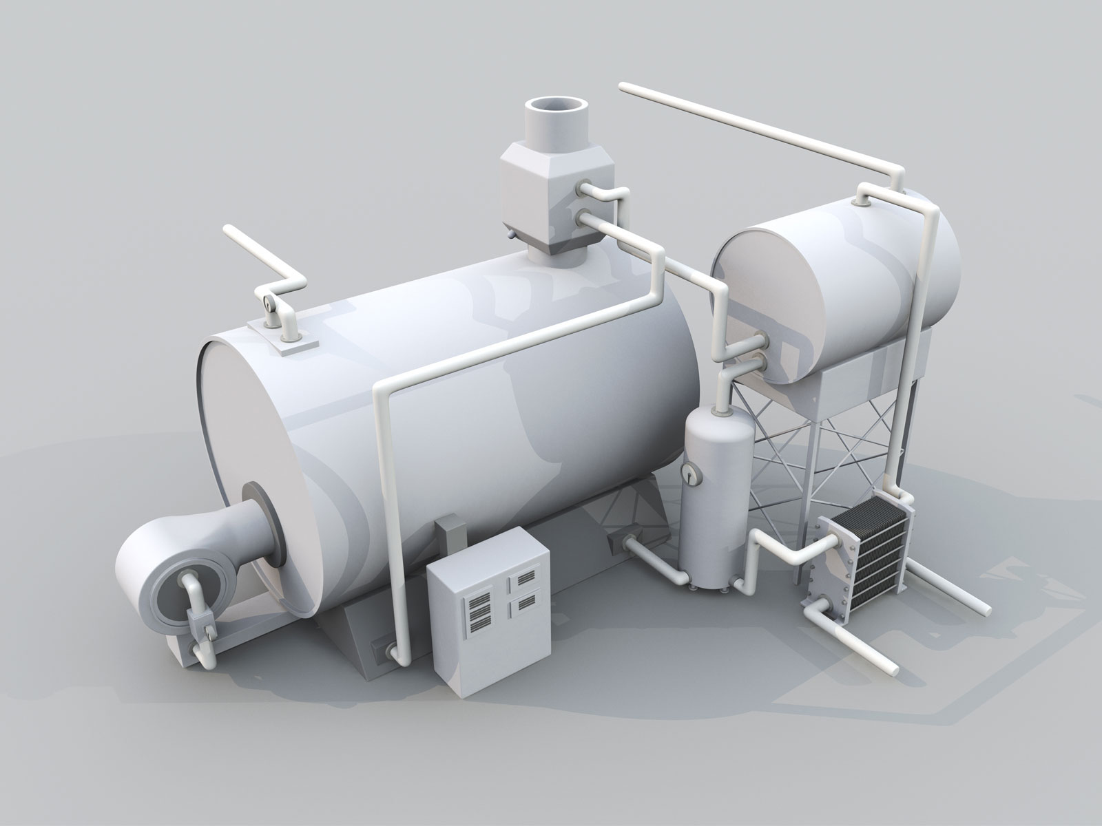 3D Technical Model of Boiler closeup detail