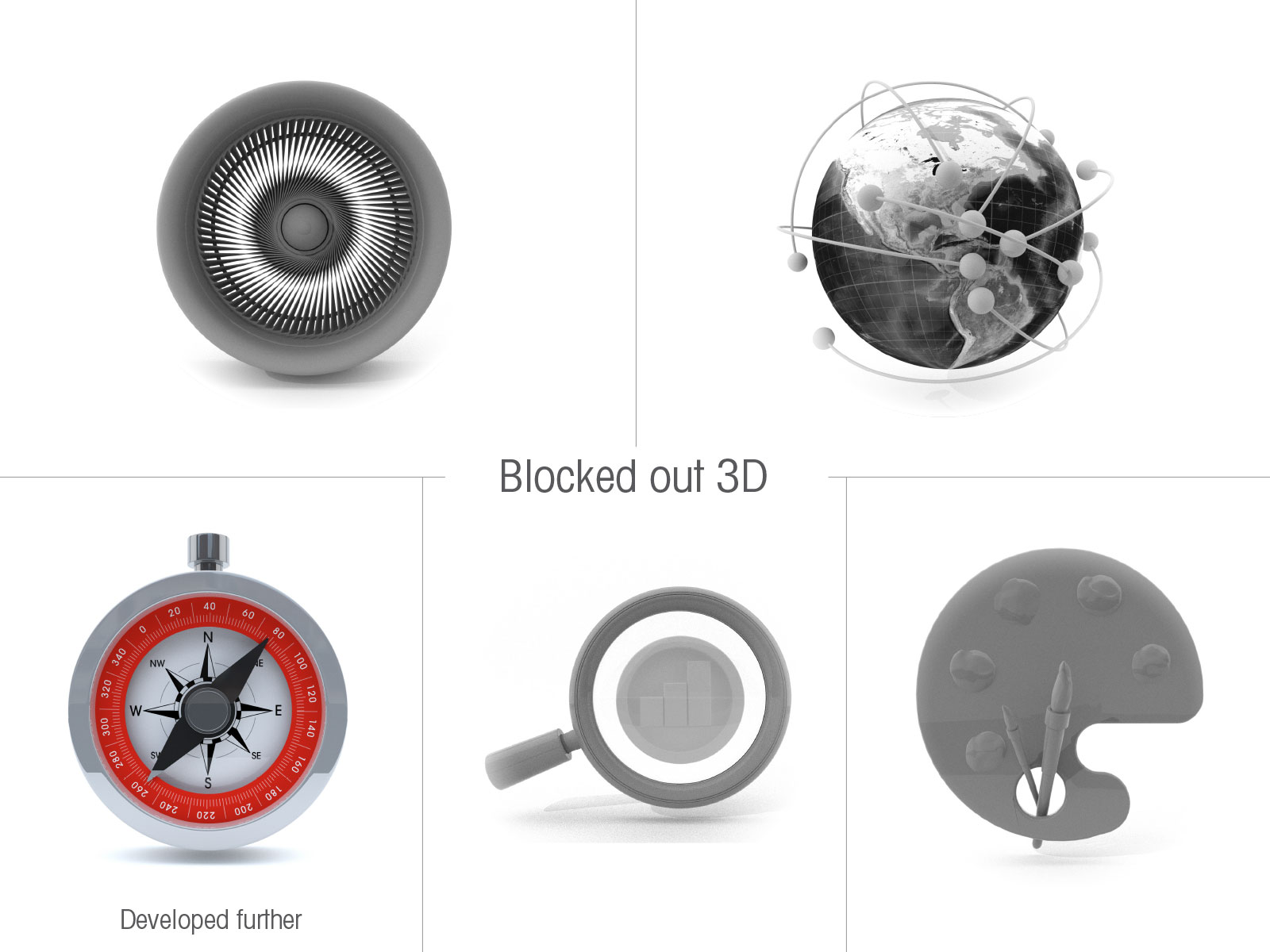3D simplified icon set