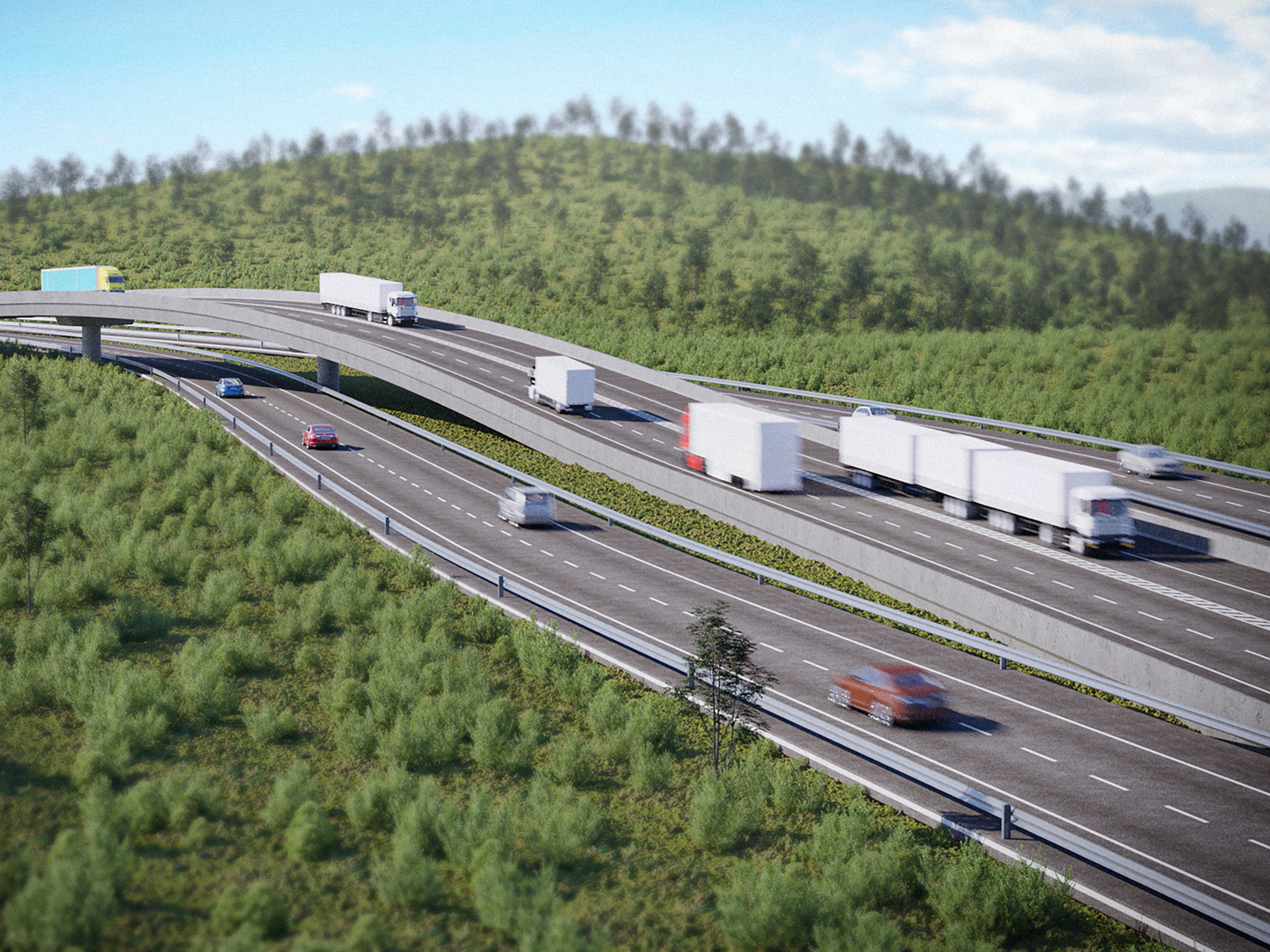 Motorway Overpass Upgrade Concept 3D Render