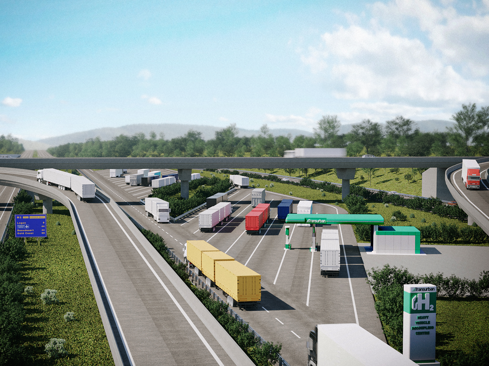 Truck and Trailer Transfer Centre Concept 3D Render