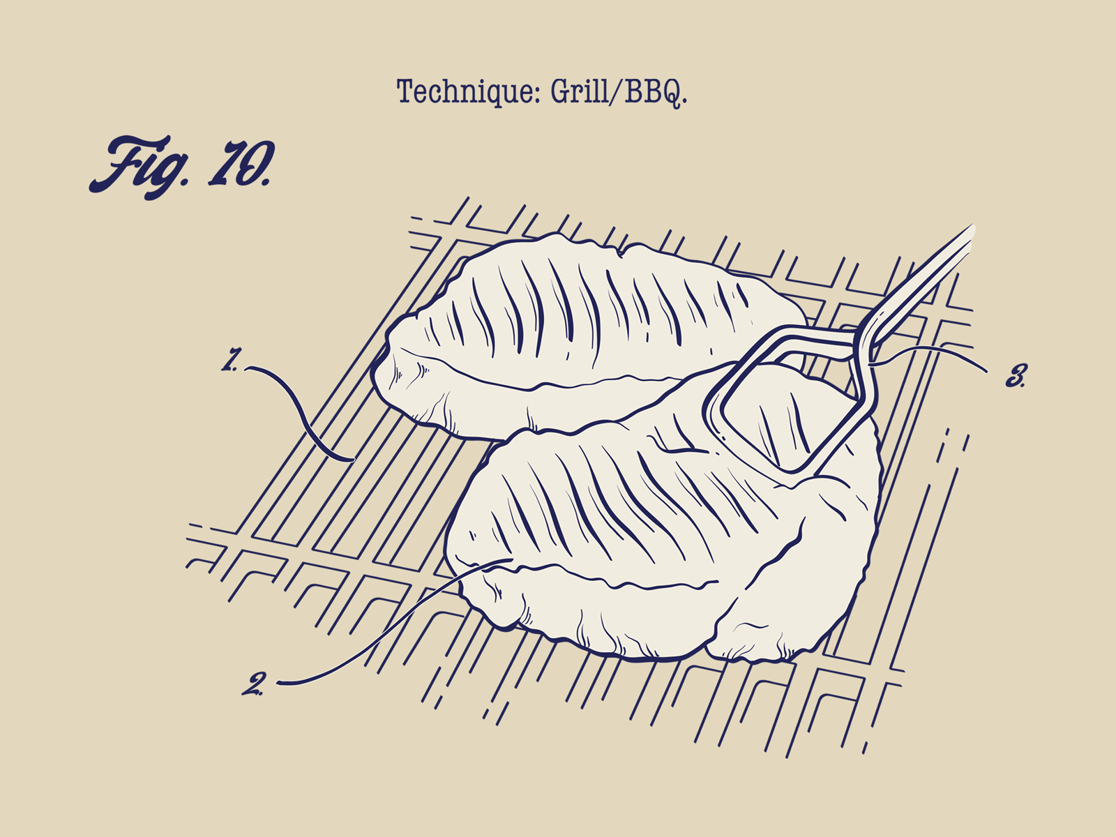 BBQ grilling meat alternative line drawing