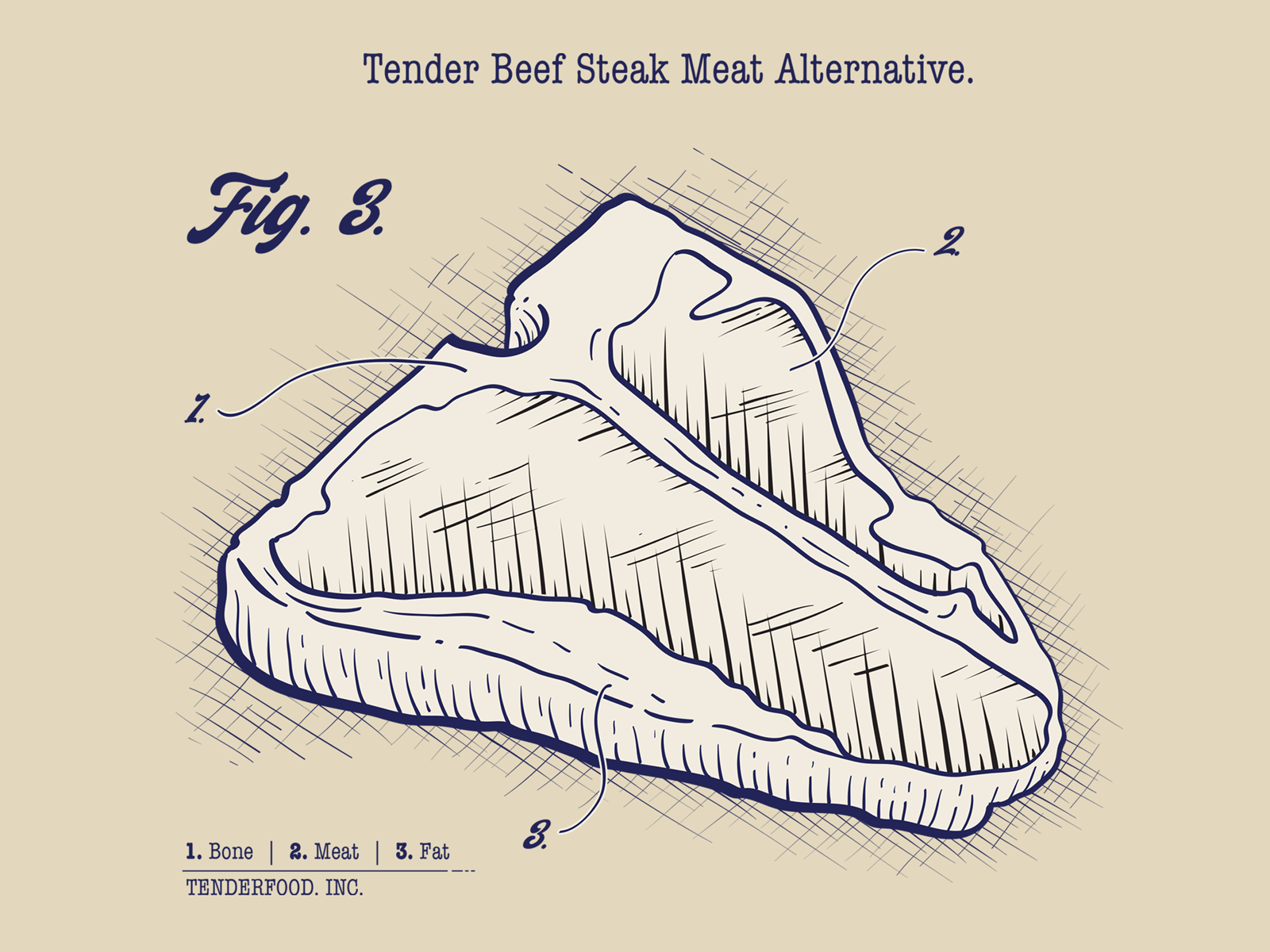 T-bone beed steak alternative line art drawing